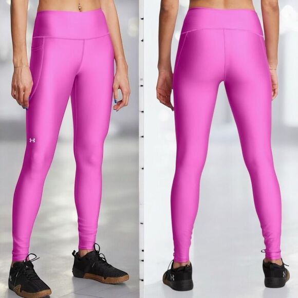 Under Armour UA Vivid Magenta Pink Tech HeatGear High Waisted Leggings Size 2XL - Picture 1 of 13